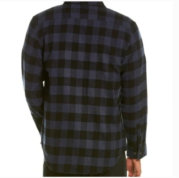 Magaschoni Buffalo Check Flannel Cotton Shirt Blue and Black Size  XL - Picture 2 of 7